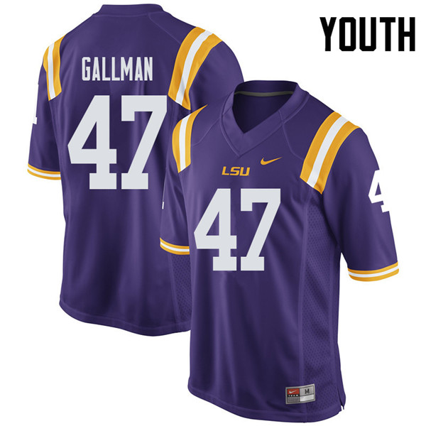 Youth #47 Trey Gallman LSU Tigers College Football Jerseys Sale-Purple - Click Image to Close
